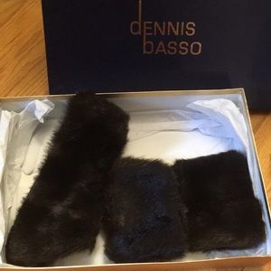 Dennis Basso NWT faux mink collar and cuff set